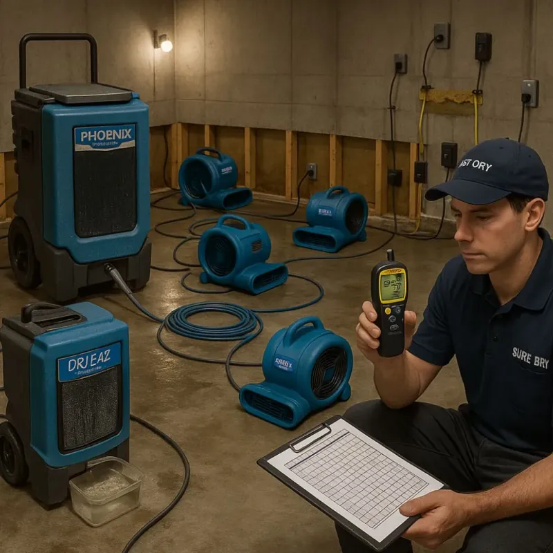 Structural Drying and Dehumidification process in South Pekin, IL